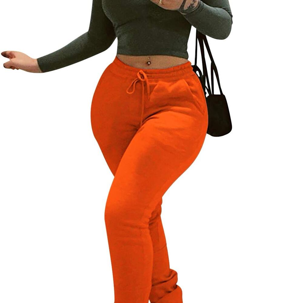 ❗NWOT-Women's UNIQUE Orange STACKED Sweatpants In Size Sm/MED!❗